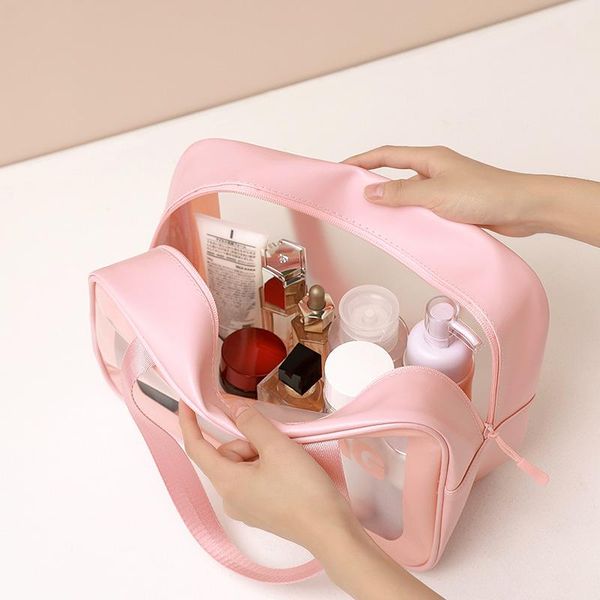 

cosmetic bags & cases travel frosted waterproof wash bag korean portable pvc dry and wet separation storage customization