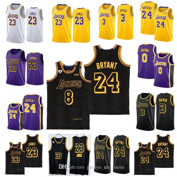 

2020 champions men's bryant black mamba lebron 23 james anthony 3 davis kyle 0 kuzma jersey, Black;red