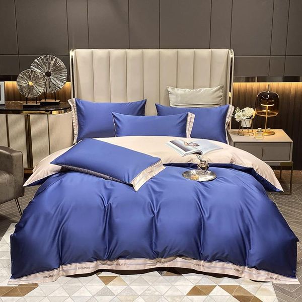 

bedding sets champagne brown splicing 600tc egyptian cotton simple embroidery el set duvet cover flat/fitted sheet pillowcases