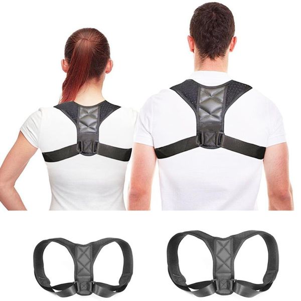 

men's body shapers adjustable men/women back posture corrector clavicle spine shoulder lumbar brace support belt correction, Black;brown