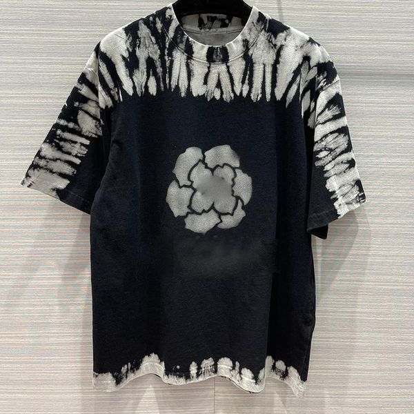 

women's t-shirt summer oversized loose women men clothing tie dye flower print short sleeve streetwear tee, White