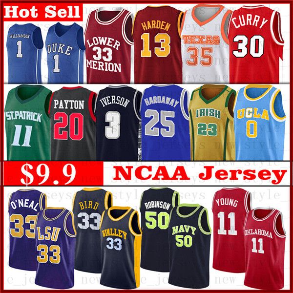 

ncaa basketball jerseys lebron dwyane james wade kevin kyrie durant irving john harden tim stockton hardaway george stitched college jersey, Black
