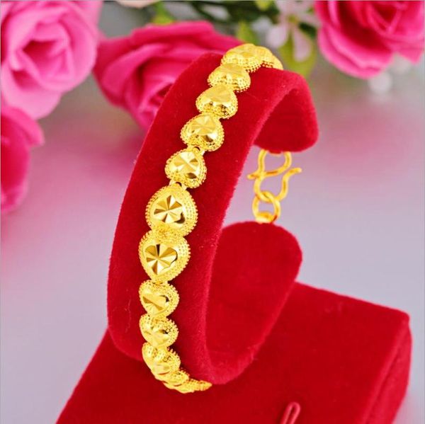 

link, chain hi love 24k gold hand heart bracelet party friend birthday gift mother's day fine jewelry, Black