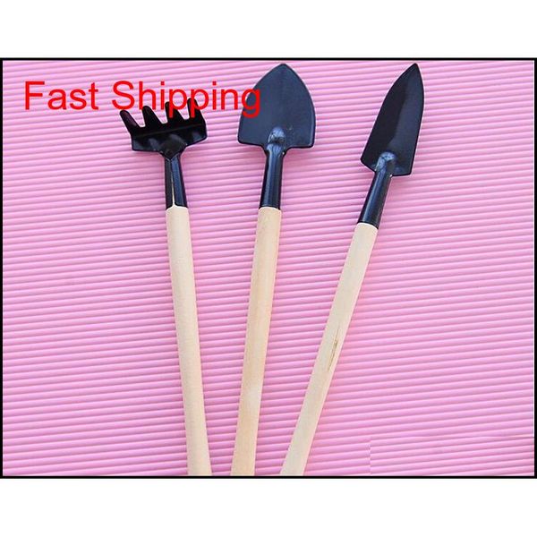 

3pcs/set mini shovel rake set portable gardening tool wooden handle metal head shovel harrows spade for flowers pot qyltxx homes2007