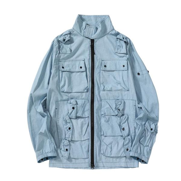 

men's jackets spring multi-pocket tooling jacket casual shirt, Black;brown