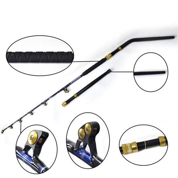 

ine boat fishing rod fiberglass material bluespear 130lbs with alu bu1.98m big game trolling fishing rods