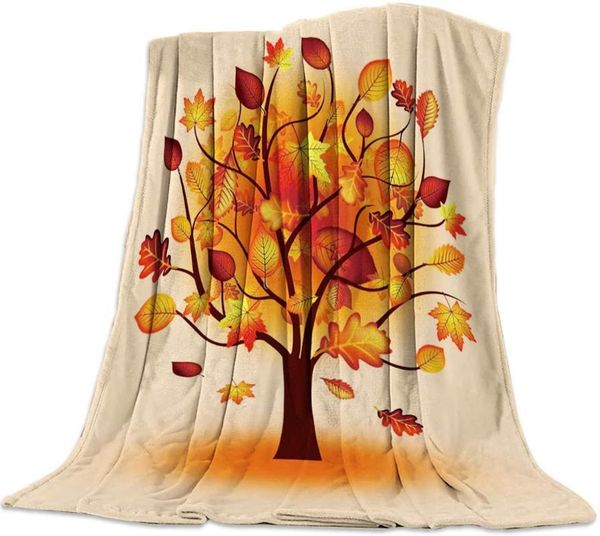 

flannel fleece luxury throw blanket,lightweight cozy couch bed super soft and warm - fall trees print (40 x 50 inches)