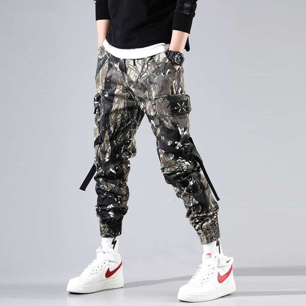 

2021 new hip military men ankle-length pants men's joggers streetwear spring camouflage trousers for male hd036 g8dx, Black
