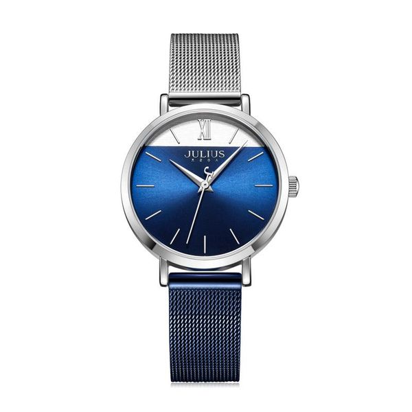 

wristwatches hit color stainless steel julius lady women's watch japan quartz fashion hours simple bracelet chain girl's birthday, Slivery;brown