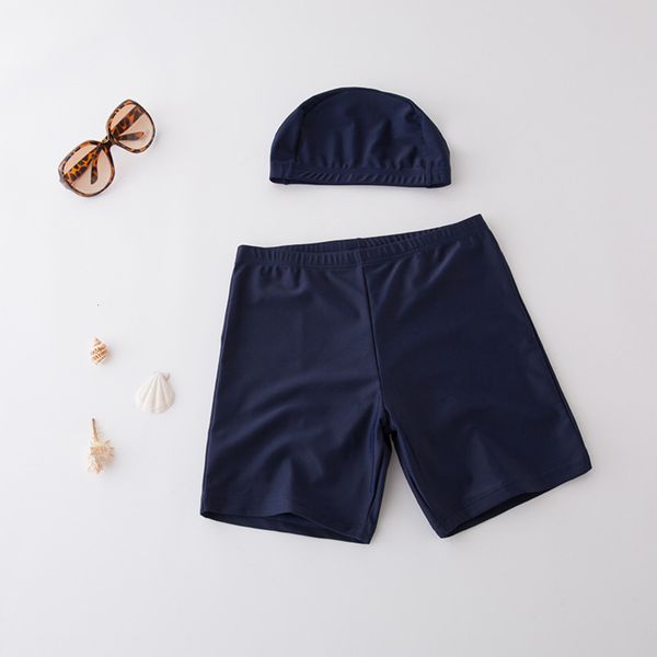 

size break children's swimming trunks swimsuit boys' flat angle swimsuit dark blue solid beach pants