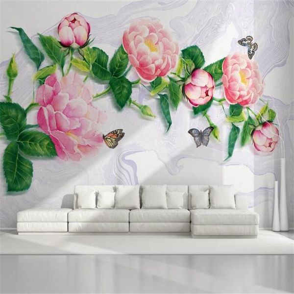 

wallpapers large 3d wallpaper mural custom nordic hand-painted rose flower living room tv background