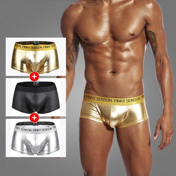 

underpants gay man masculina cueca underwear men's boxer briefs leather big bag men, Black;white
