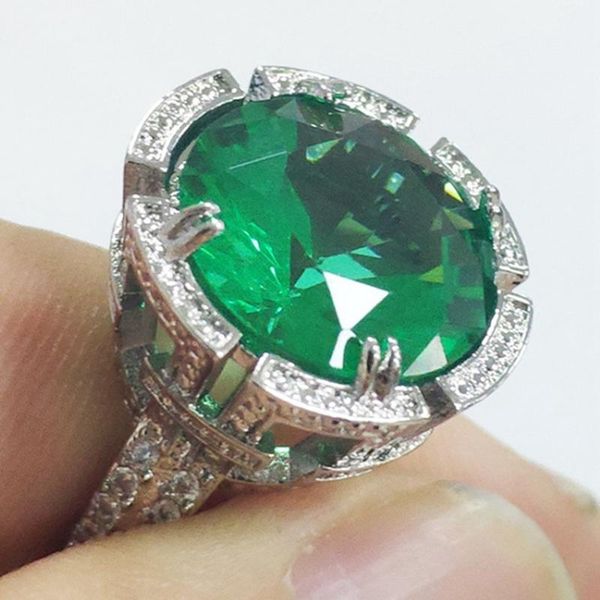 

wedding rings gorgeous square green stone women micro paved shiny cz noble lady engagement party ring fashion jewelry, Slivery;golden