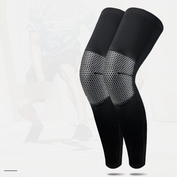 

1 pair of extended breathable leg protection cycling elastic sleeves kneecap anti-slid press kneepad for man woman basketball sp, Black;gray
