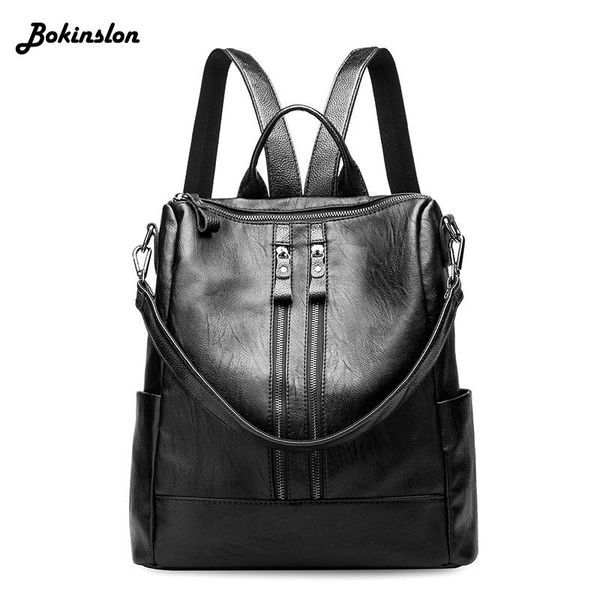 

outdoor bags bokinslon backpack female fashion 2021 split leather casual wild woman bag