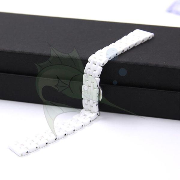 

watch bands white ceramic women strap butterfly buckle 14mm replacement watchband for ar1485, Black;brown