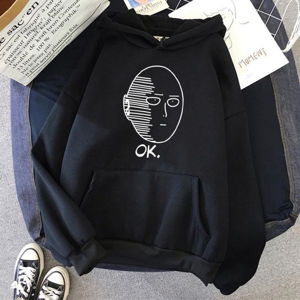 

hoodies & men's sweatshirts one punch anime hoodie men 2021 autumn fleece tracksuit male streetwear clothes fashion mens pullover warm, Black