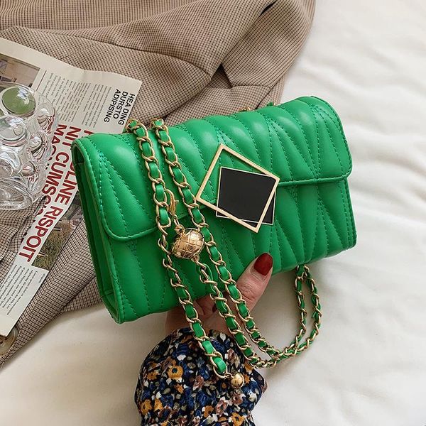 

evening bags green pu leather chain mini crossbody shoulder bag for women 2021 fashion casual lady purses and handbag high quality