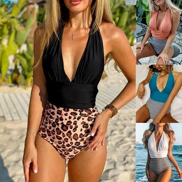 

women's swimwear summer swimsuit 2021 swim suit one piece open back color matching bikini women, White;black