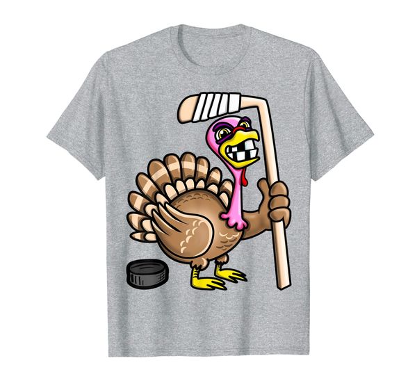 

ice hockey funny thanksgiving turkey t shirt, White;black