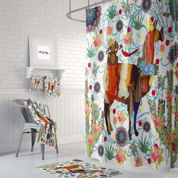 

shower curtains llama curtain bathroom decor