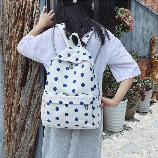 

backpack brand black polka dots fashion backpacking bag school student daypack backpacks for teen girls