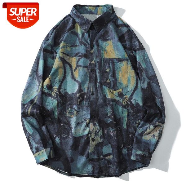 

Hip Hop Graffiti Spider Butterfly Long Sleeve Shirt Men Harajuku Streetwear Hawaiian Beach Shirts Cotton Oversized Holiday Shirt #dw0L, White;black