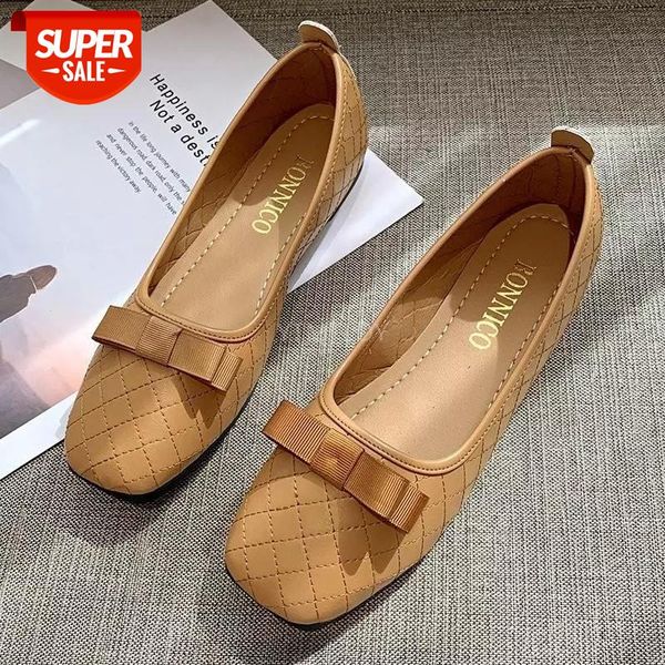 

2021 casual shoes woman bow shallow mouth solid flat with rubber leather round toe casual zapatos de mujer plataforma #mn3a