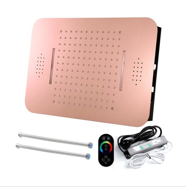 

16*24 inch shower head rainfall waterfall buletooth music build in ceiling big size stainless steel showerhead multi color change led bath r