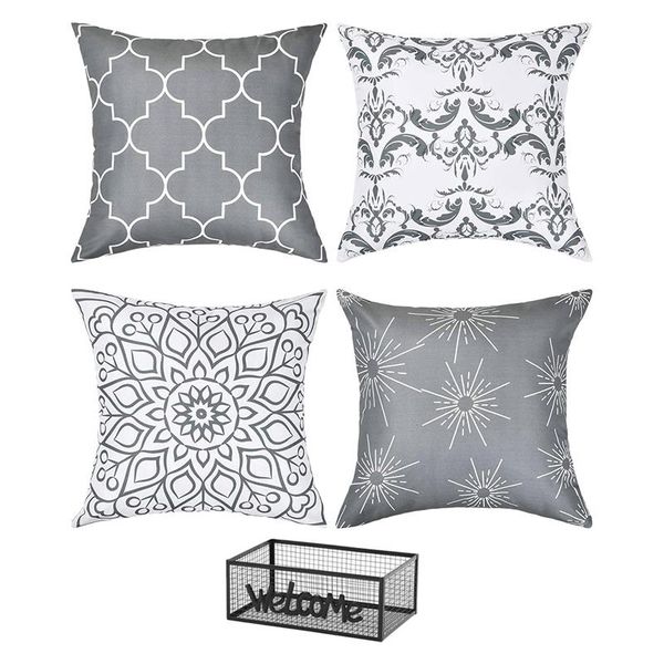 

storage baskets 1 pcs metal wire iron basket 34x16.5cm & 4 hug pillowcase modern decorative