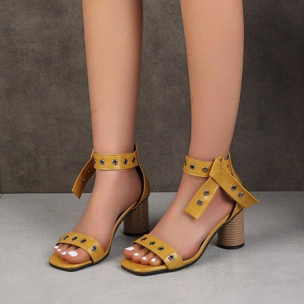 

dress shoes women's sandals 2021 summer high heel square toe chunky large size cross-border a836, Black