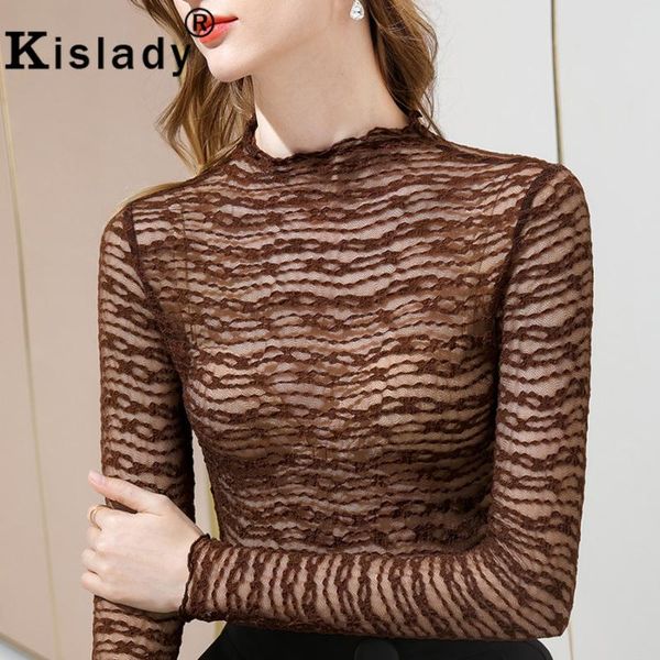 

women's t-shirt lace patchwork turtleneck gothic women shirts ol harajuku plus size striped korean hollow out vintage clothing, White