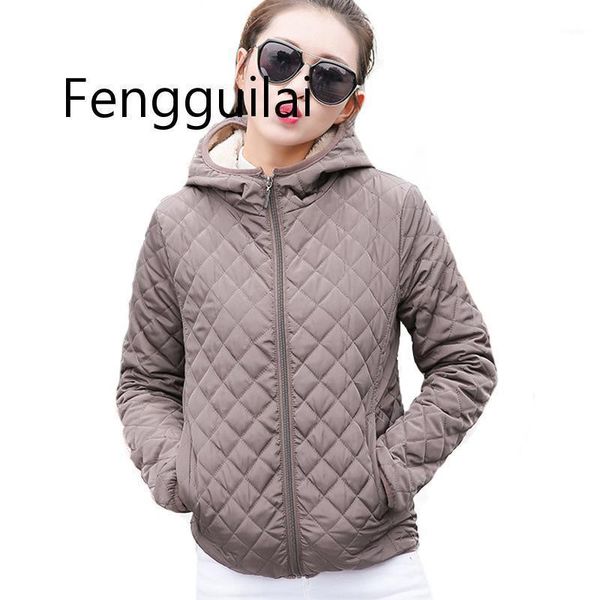 

autumn 2021 parkas basic jackets female women winter plus velvet lamb hooded coats cotton jacket womens outwear coat women's, Black;brown