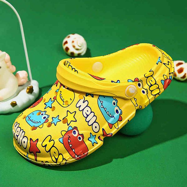 

dinosaur pattern kids garden summer slipper toddler boys girls cartoon soft shoes children beach sandals, Black;grey