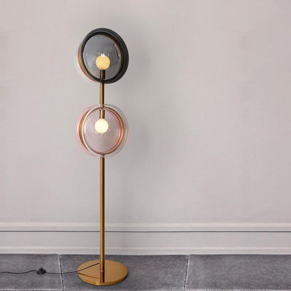 

nordic post-modern living room floor light designer creative study bedroom sofa l double-headed metal glass floor lamp