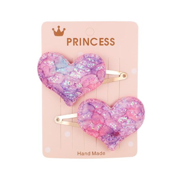 

hair accessories 2pcs/set glitter cartoon love heart crown clips for girls handmade hairpins boutique barrette kids, Slivery;white