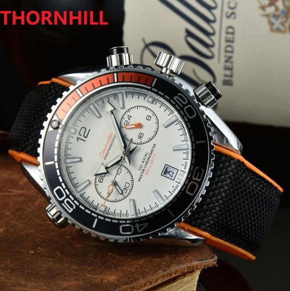 

all dials work brand mens watches two eyes full functional clock wristwatches nylon strap quartz waterproof calendar classic model daydate p, Slivery;brown