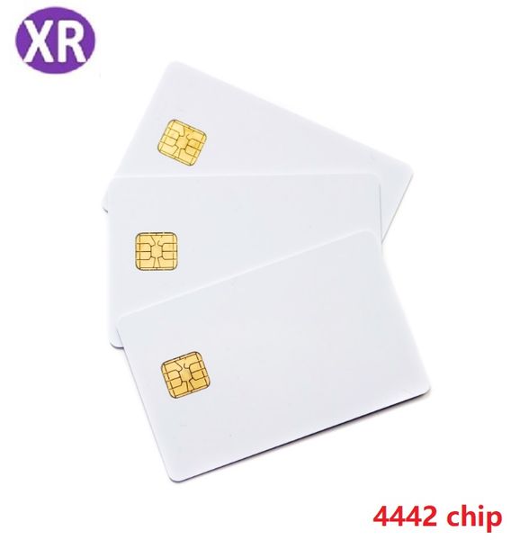 Xiruoer 1000 Stück ISO7816 Kontakt-IC-Karte 4442 Chip PVC Smart IC-Karte für Zugangskontrolle FM4442 Chipkarten für Zebra-Drucker Tintenstrahldrucker