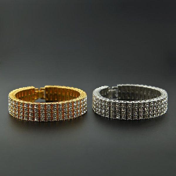 

link, chain selling hip hop 4 rows men's bracelet, Black