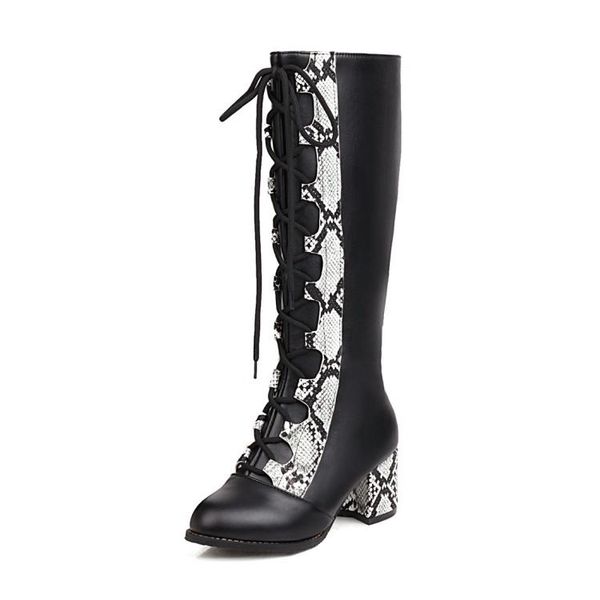 

boots big size lace up women woman winter shoes botas, Black