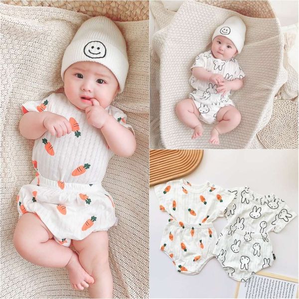 

red baby cool home cloth net boys and girls short sve shorts 2-piece set, White