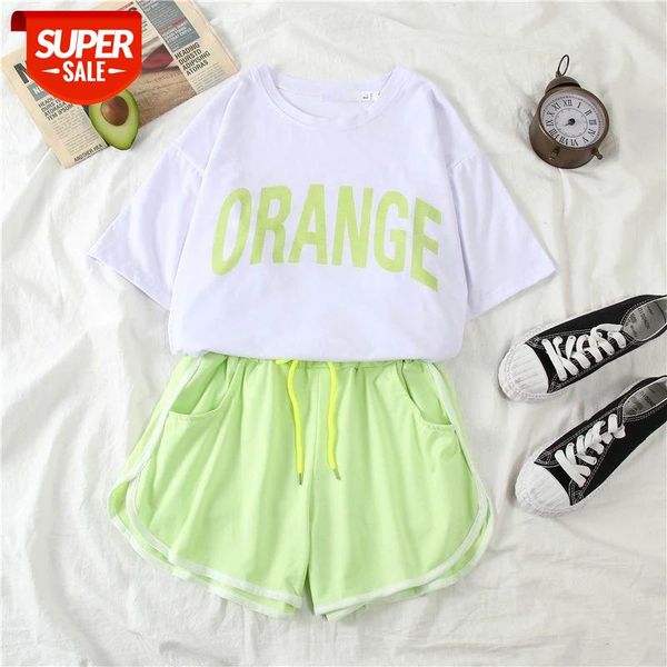

tshirt and wide leg pants two piece outfits short sets for women clothing korean fashion 2020 summer sweatsuit joggers clothes #rw9d, White