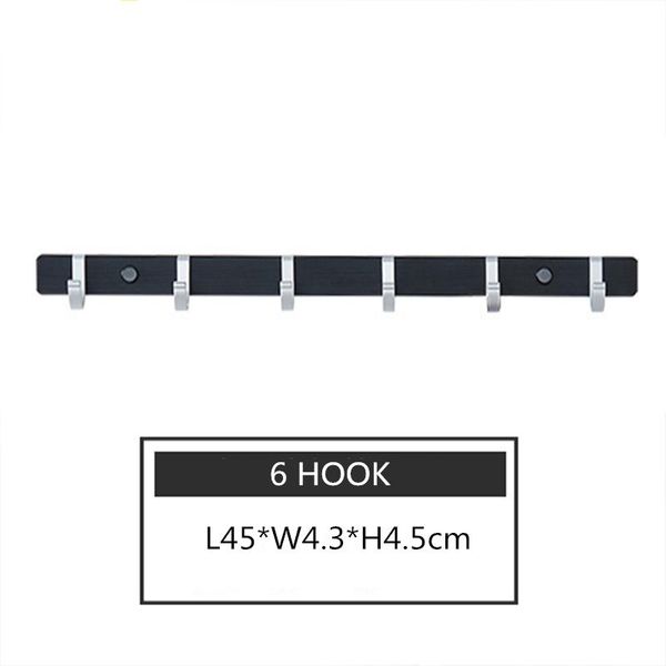 

robe hooks space aluminum 8-robe hook clothes black towel rack bathroom wall hanging accessory line door