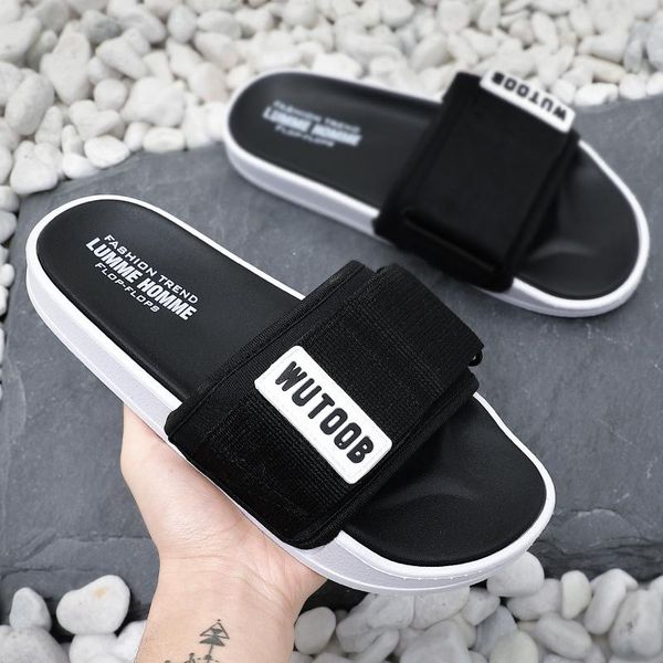 

slippers women summer slide sandals beach slides flip flops comfortable soft sole thick bottom comfort men couple shoes, Black