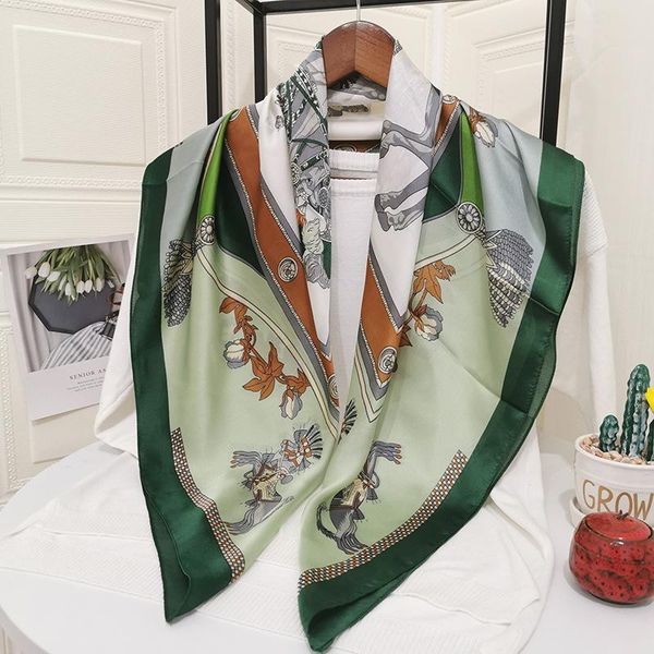 

scarves silk scarf lady hair square shawl print bag head wraps for women bandana neckerchief fashion female hijab autumn, Blue;gray
