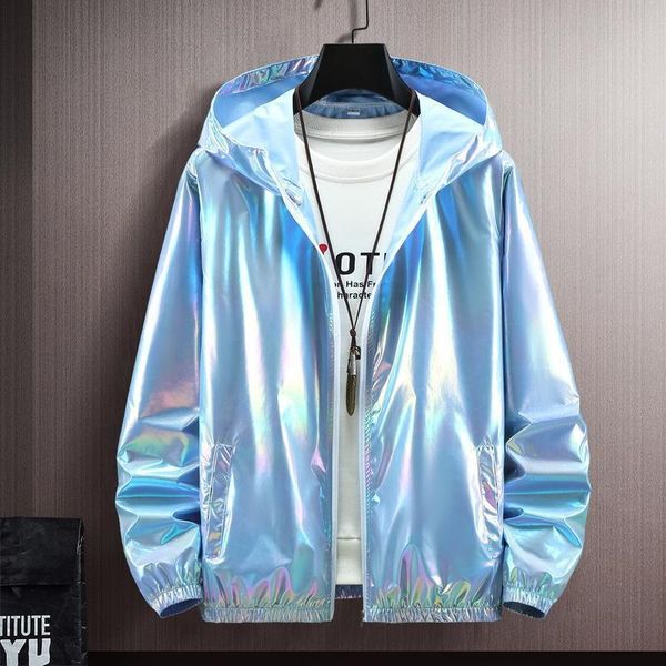 

men's jackets 2021 summer colorful shiny sunscreen clothing for men and women couples thin breathable color jacket trend plus size -40, Black;brown