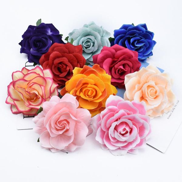 

decorative flowers & wreaths 10cm silk roses head wedding wall bridal accessories clearance christmas decor for home artificial