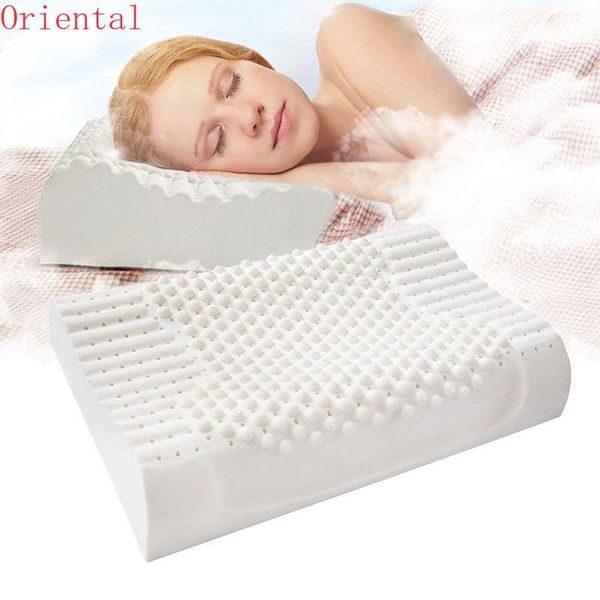 

pure natural latex orthopedic pillows thailand remedial neck sleep pillow protect vertebrae health care bedding cervical pillow