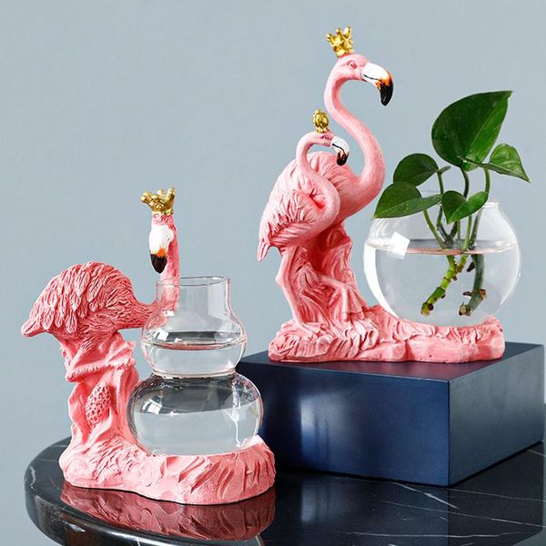 

vases nordic flamingo glass vase office deskhydroponic flower light luxury home decoration storage fish tank birthday gift