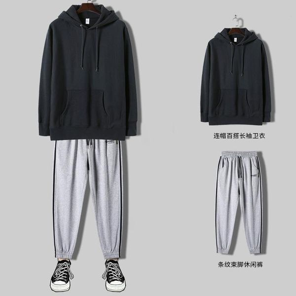 

men's tracksuits men casual sets sweat suits matching fashion trend spring autumn hoodie suit los hombres conjuntos clothing bc50tz, Gray
